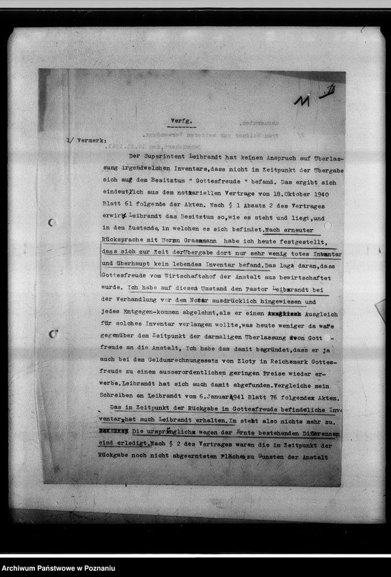 Obraz 15 z jednostki "Rückgabe des Besitztums "Gottesfreude" in Schmäkert an den Superintendenten i.R. Leibrandt in Breslau."