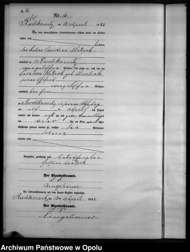 image.from.unit.number "Geburts-Neben-Register Standesamts Roschkowitz pro 1882"