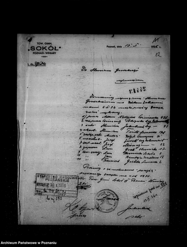 Obraz 16 z jednostki "/Towarzystwo Gimnastyczne Sokół w Poznaniu Winiary - rejestracja/"