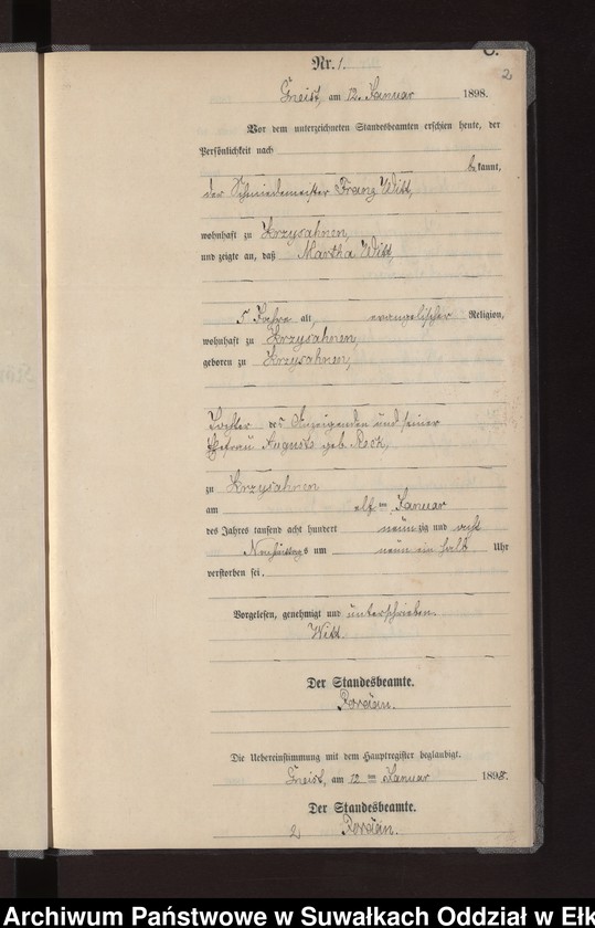 image.from.unit.number "Sterbe-Neben-Register des Königlichen Preussischen Standes-Amtes Gneist Kreis Lötzen"