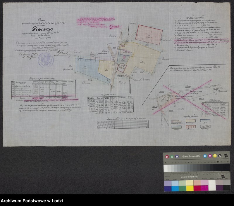 Obraz 1 z jednostki "Plan gruntów rzymsko-katolickiego kościoła parafialnego we wsi Gieczno ..."