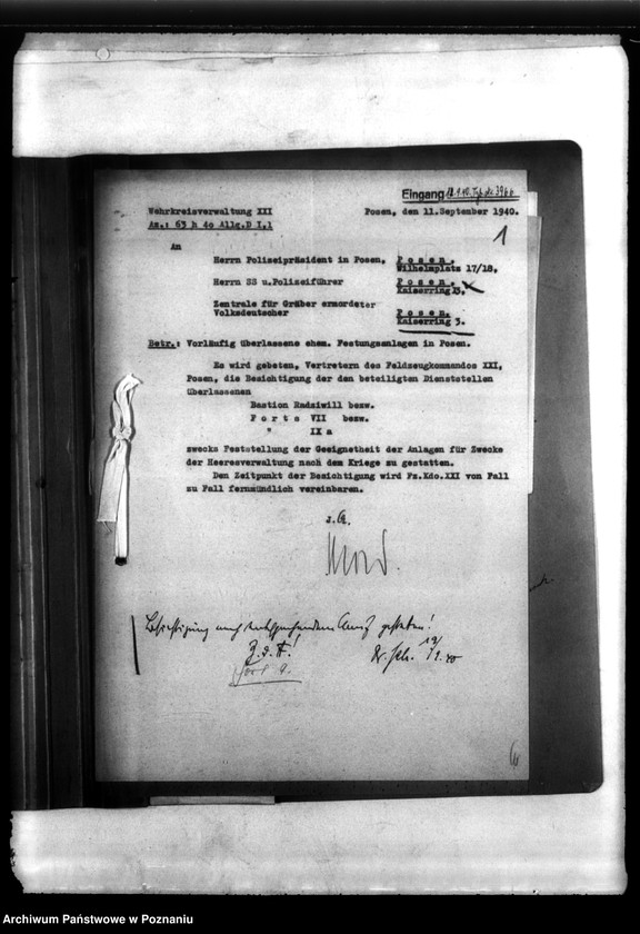 Obraz 5 z jednostki "Überlassung des Forts IX a, w Poznaniu na rzecz Centrali"