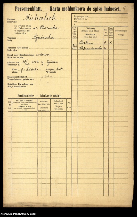Obraz 7 z jednostki "[Spis ludności Łodzi] Michalak"