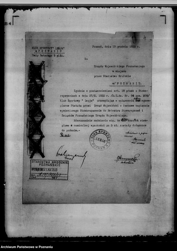 Obraz 8 z jednostki "/Klub Sportowy,,Legia" w Poznaniu/"