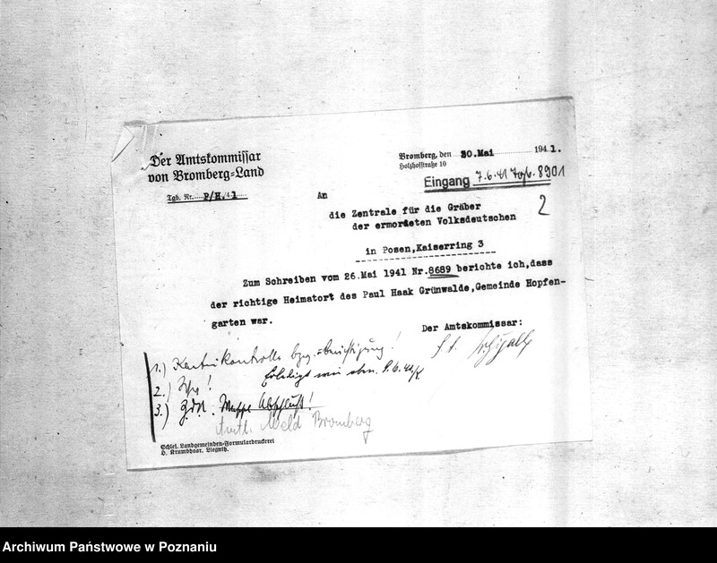 Obraz 6 z jednostki "Zgłoszenia zmarłych i zaginionych miejscowych Niemców w 1939 roku - powiat bydgoski"