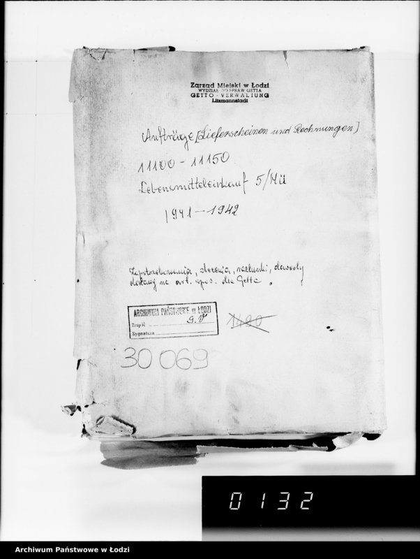 Obraz 4 z jednostki "Aufträge [Lieferscheinen und Rechnungen] 11100-11150 Lebensmitteleinkauf 5/Mü [Zapotrzebowania, zlecenia, rachunki, dowody dostawy na art.spoż.dla Getta]"