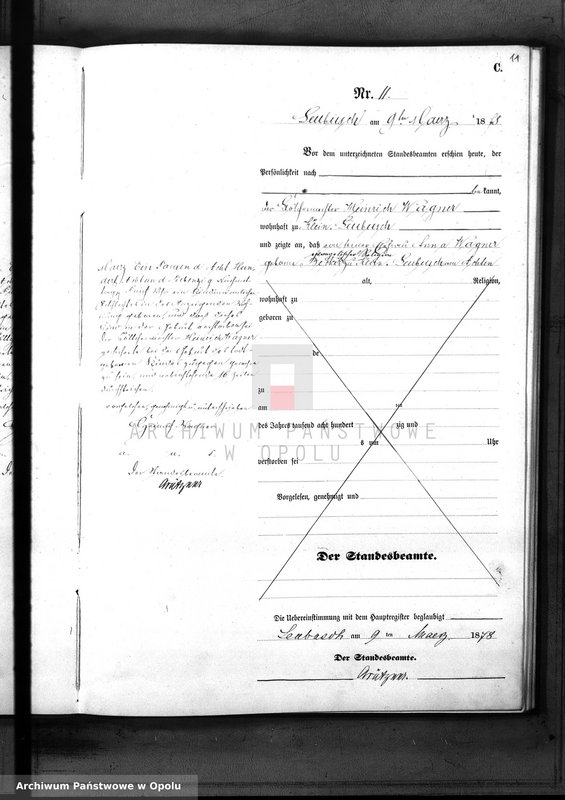 Obraz 14 z jednostki "Sterbe-Neben-Register des Standes Amt Leubusch pro 1878"