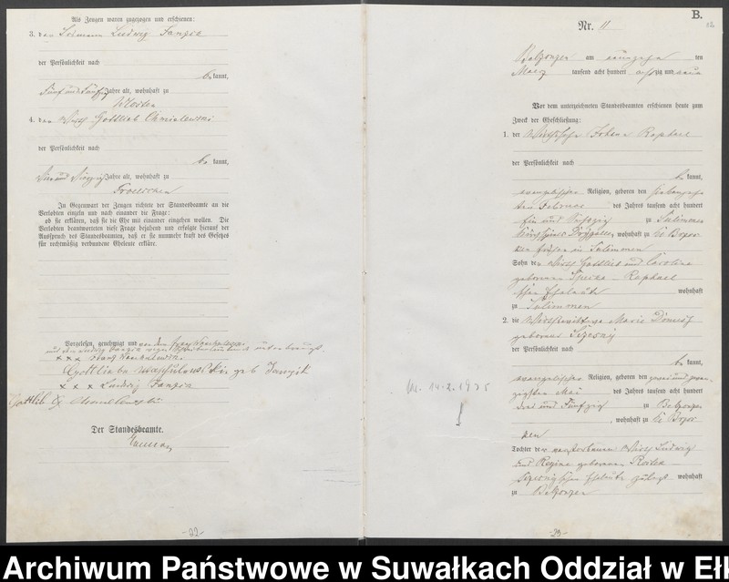 image.from.unit.number "Heiraths-Haupt-Register des Königlichen Preussischen Standes-Amtes Belzonzen Kreis Johannisburg"