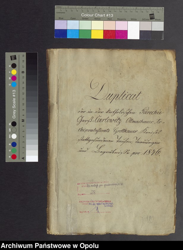 image.from.unit.number "Duplicat der in der katholischen Parochie Gross-Carlowitz Ottmachauer Archipresbyterats Grottkauer Kreises stattgefundenen Taufen, Traungen und Begräbnisse pro 1846"