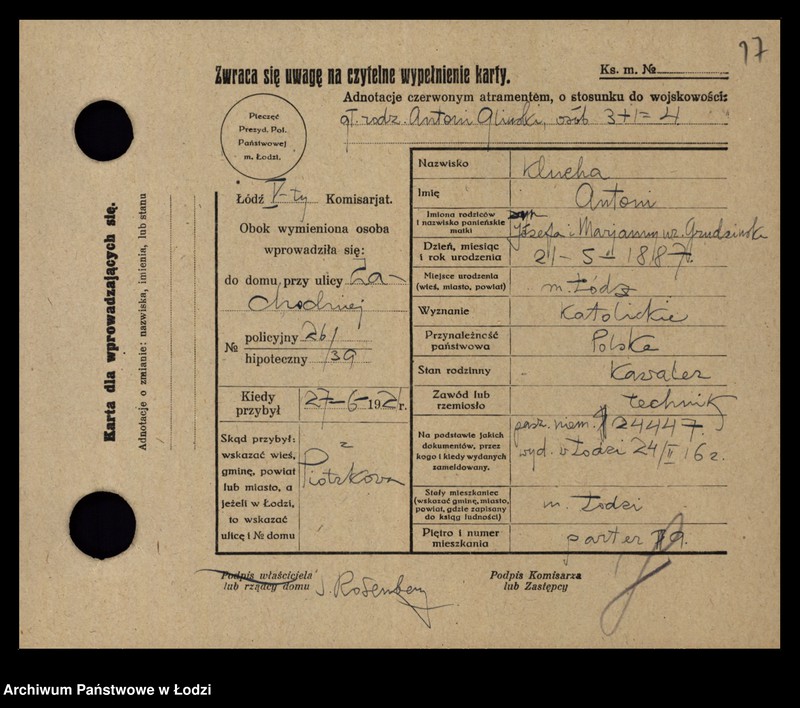 Obraz 19 z jednostki "[Spis ludności Łodzi] Kluka - Kmieć"