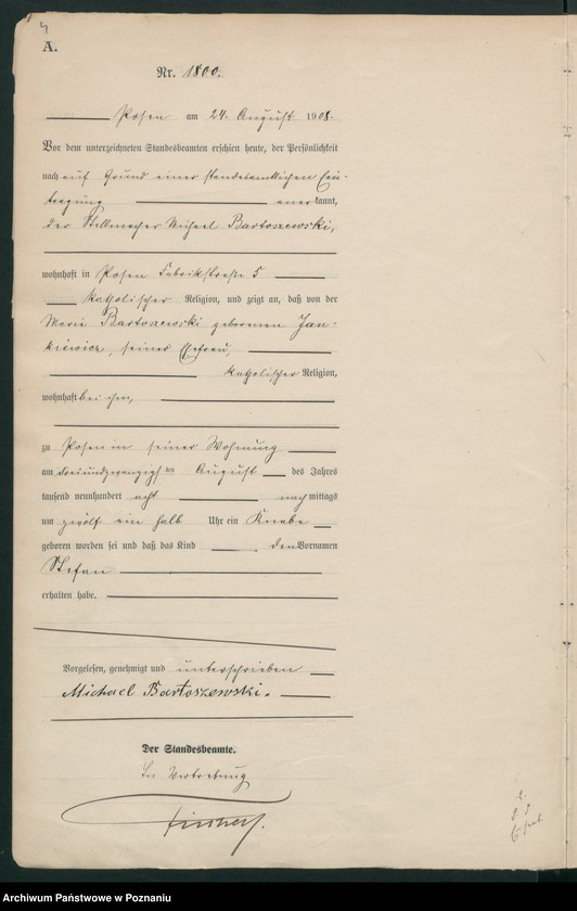 Obraz 6 z jednostki "Księga miejscowa urodzeń tom IV [Rejestr główny urodzeń]"