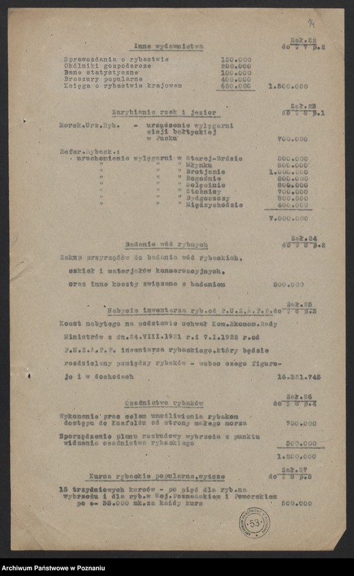 Obraz 16 z jednostki "[Zarząd Rybołówstwa] - sprawy budżetowe"