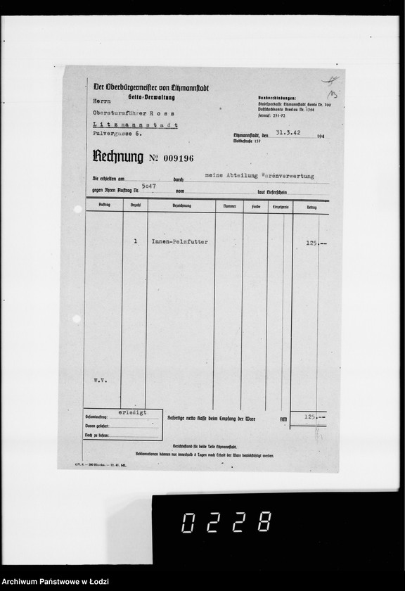 Obraz 18 z jednostki "Kürschnerei. [Zamówienia, rachunki i świadectwa dostaw]"