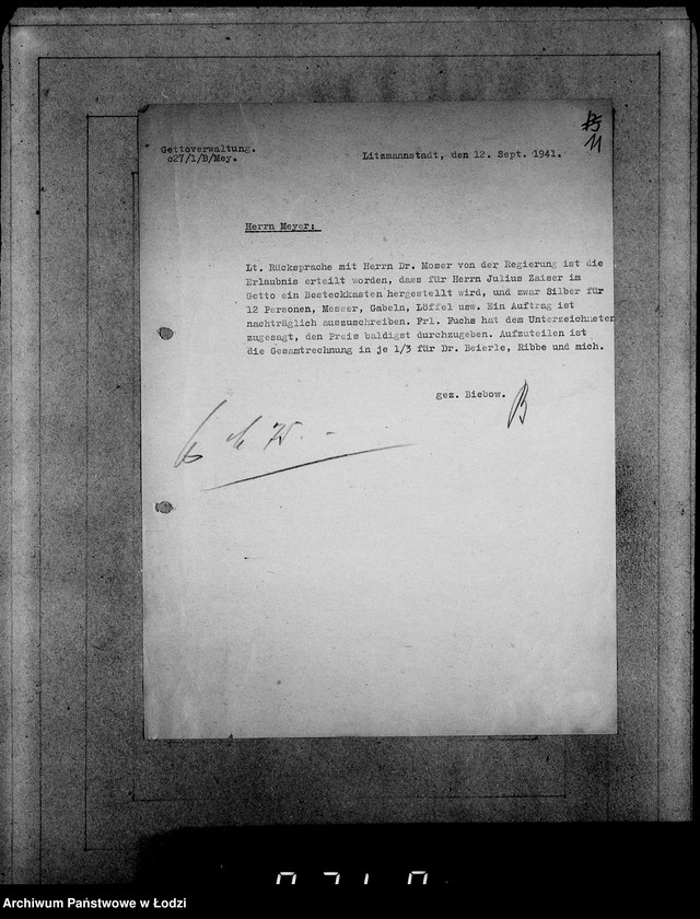 Obraz 15 z jednostki "Einnahme Anweisungen. [Sprzedaż przedmiotów skonfiskowanych]"