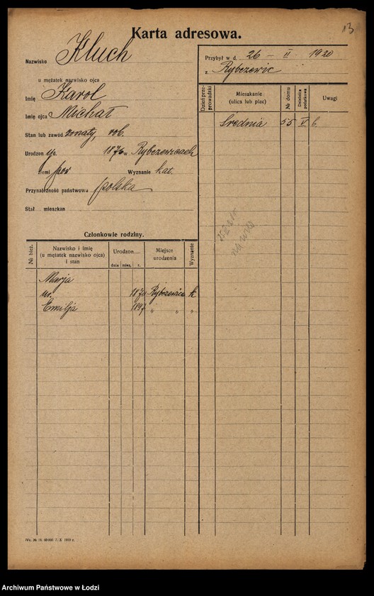 Obraz 15 z jednostki "[Spis ludności Łodzi] Kluka - Kmieć"