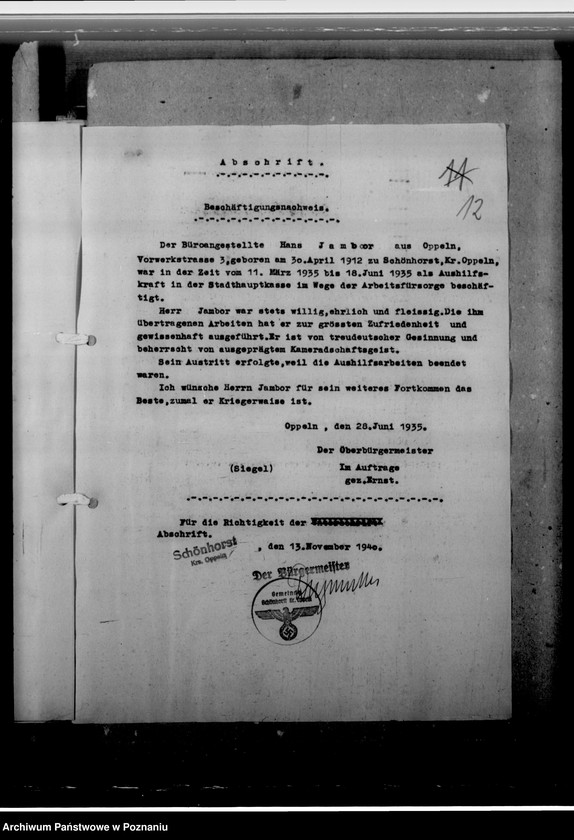 Obraz 16 z jednostki "Jambor, Hans, Bewerbung - um eine Amtskommissarstelle"