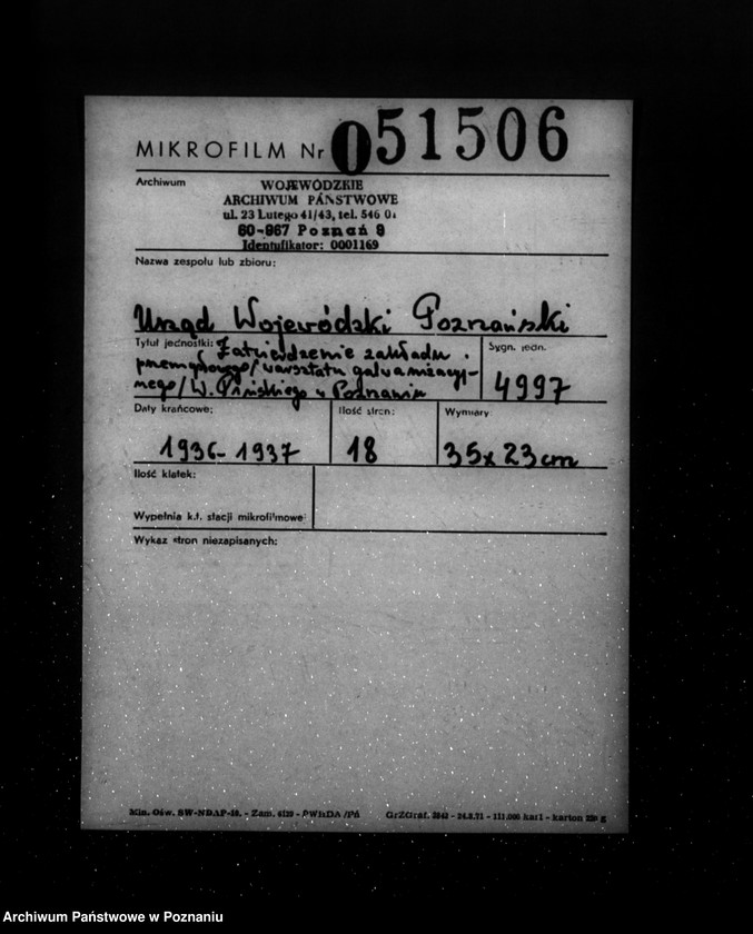 Obraz 2 z jednostki "Zatwierdzenie zakładu przemysłowego /warsztatu galwanizacyjnego/ W. Pińskiego w Poznaniu"