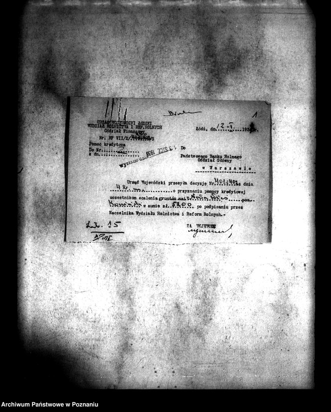 Obraz 4 z jednostki "Przyznanie pomocy kredytowej uczestnikom scalania gruntów wsi Nowa Wieś powiatu konińskiego"