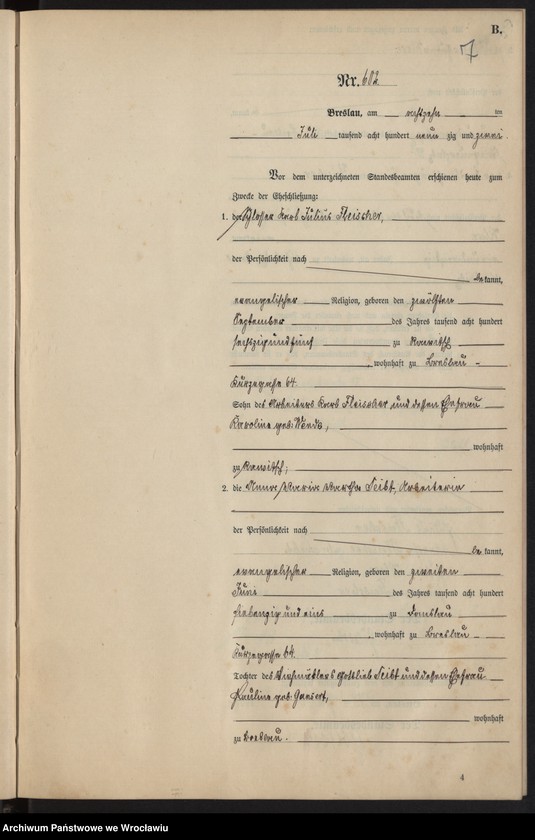 image.from.unit.number "Heiraths-Neben-Register Breslau I 1892 Band 4"