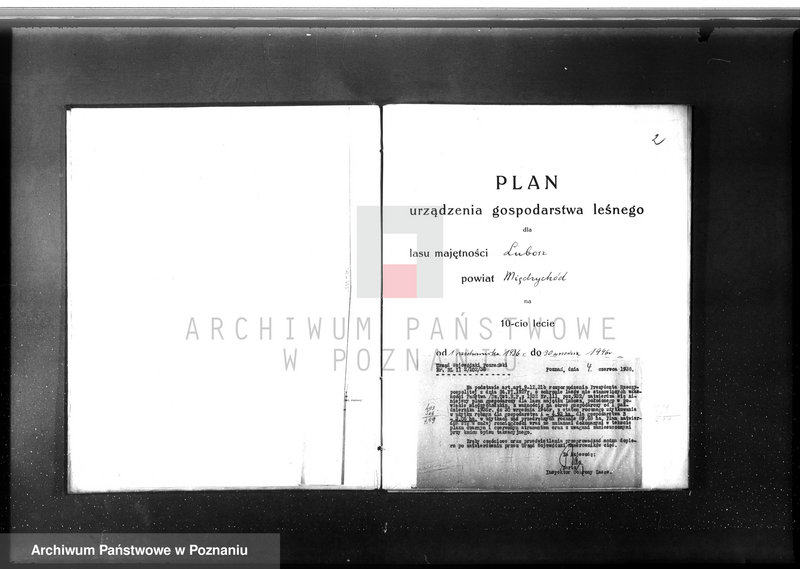 image.from.unit.number "Plan urządzenia gospodarstwa leśnego dla lasu majątku Lubosz powiatu międzychodzkiego 1936-1946"