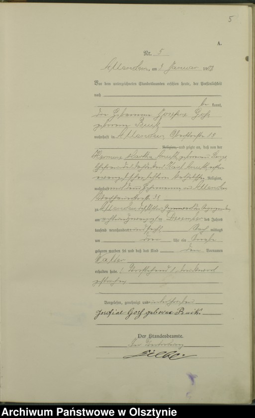 image.from.unit.number "Geburts-Haupt-Register Tom I, Nr 1-399"