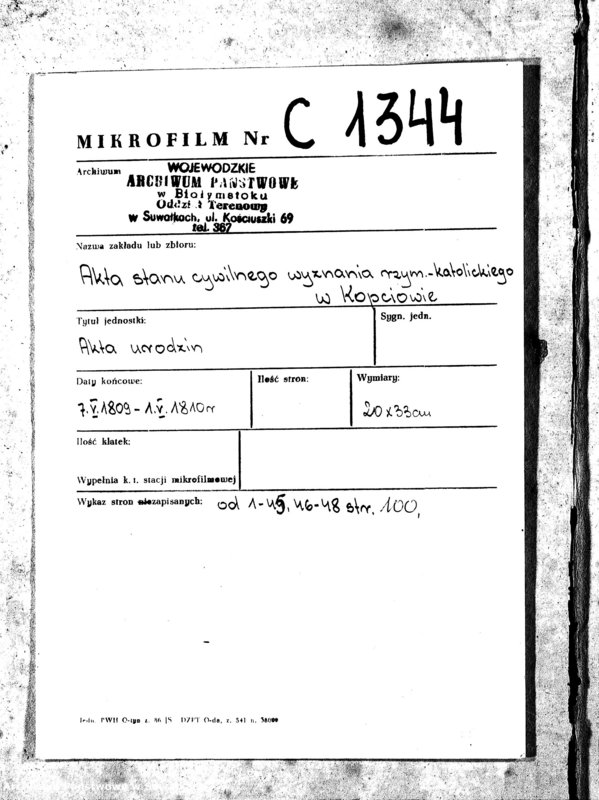 image.from.team "Akta stanu cywilnego parafii rzymskokatolickiej w Kopciowie"