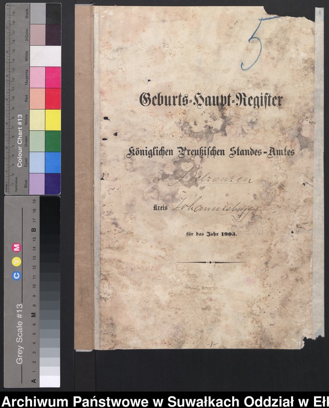image.from.unit.number "Geburts-Haupt-Register des Königlichen Preussischen Standes-Amtes Belzonzen Kreis Johannisburg"