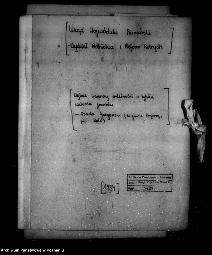 Obraz 4 z jednostki "/Wykaz imienny należności z tytułu scalenia gruntów - osada Grzegorzew /w gminie Krzykosy powiat Koło/"