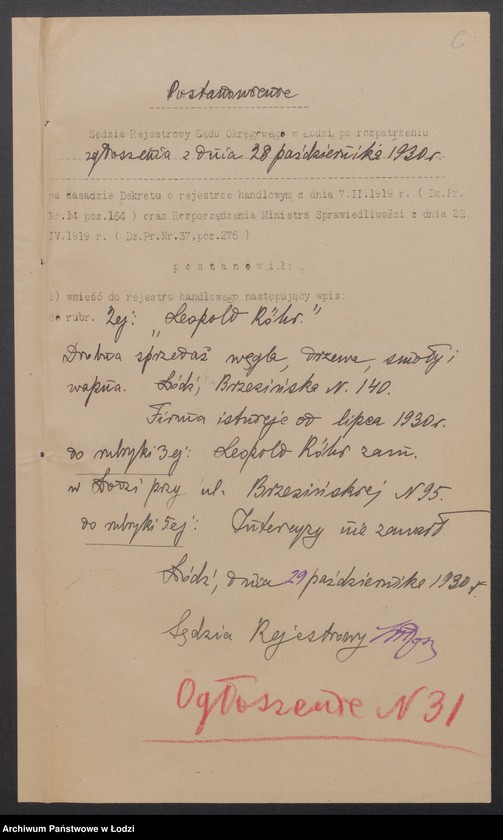 Obraz 8 z jednostki "Leopold Rőhr- drobna sprzedaż węgla, drzewa, smoły i wapna"