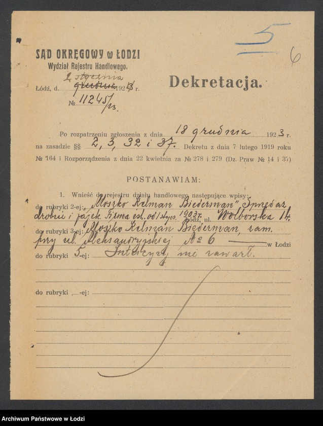 Obraz 8 z jednostki "Moszek Kelman Biederman – drobna sprzedaż drobiu"