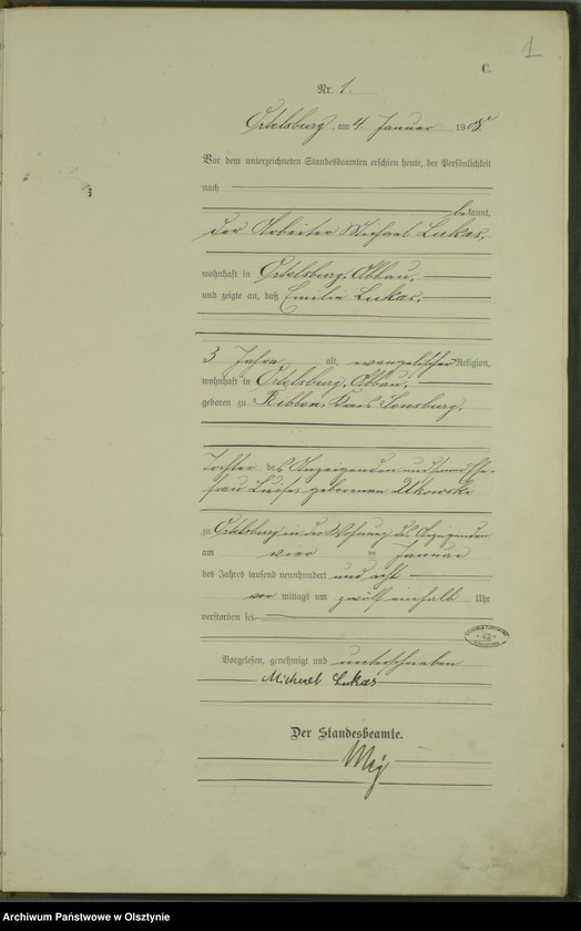 image.from.unit.number "Sterbe-Haupt-Register Nr 1 - 98"