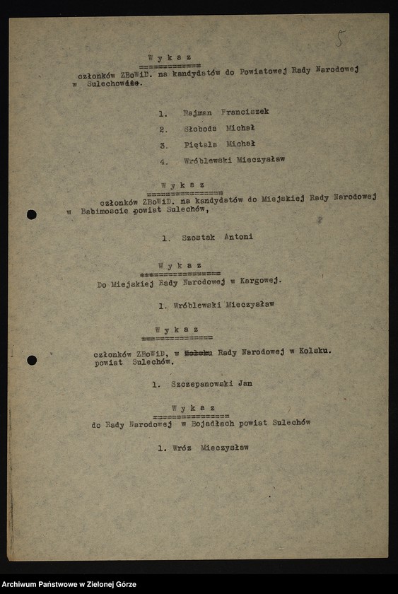 image.from.unit.number "Wykazy członków ZBoWiD wytypowanych na kandydatów do Rad Narodowych"