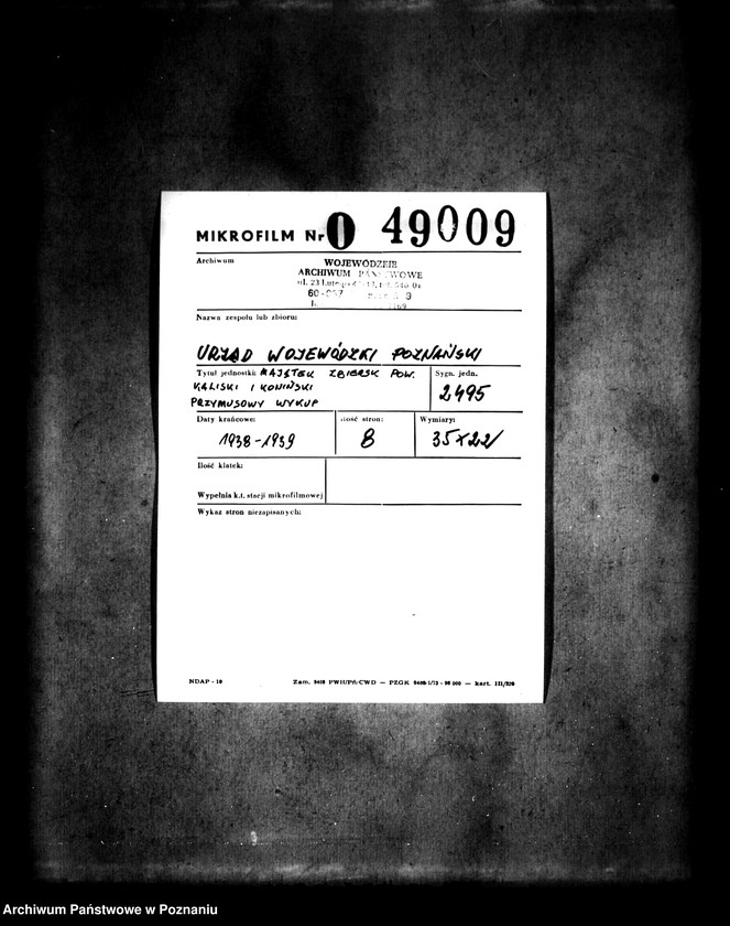 Obraz 2 z jednostki "Majątek Zbiersk powiaty kaliski i koniński przymusowy wykup"