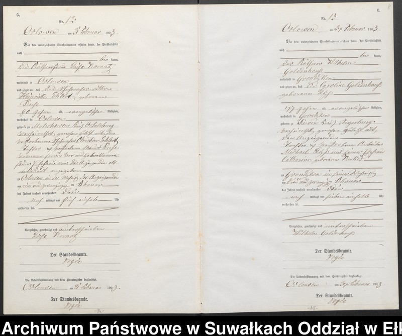 image.from.unit.number "Sterbe-Neben-Register des Preussischen Standes-Amtes Orlowen Kreis Lötzen"
