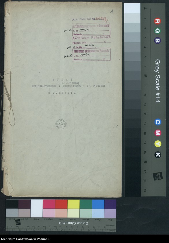 Obraz 3 z jednostki "Wykaz akt Departamentu V [Spraw Wewnętrznych] Ministerstwa B. Dz. Pruskiej w Poznaniu"