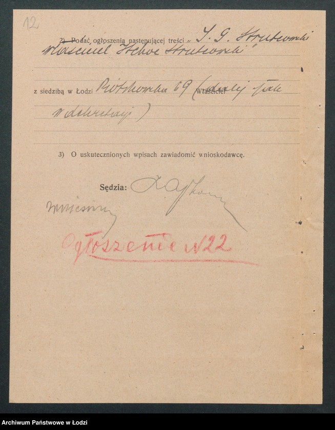 Obraz 14 z jednostki "J. G.Strutcowski- sprzedaż towarów bawełnianych i sztucznego jedwabiu"