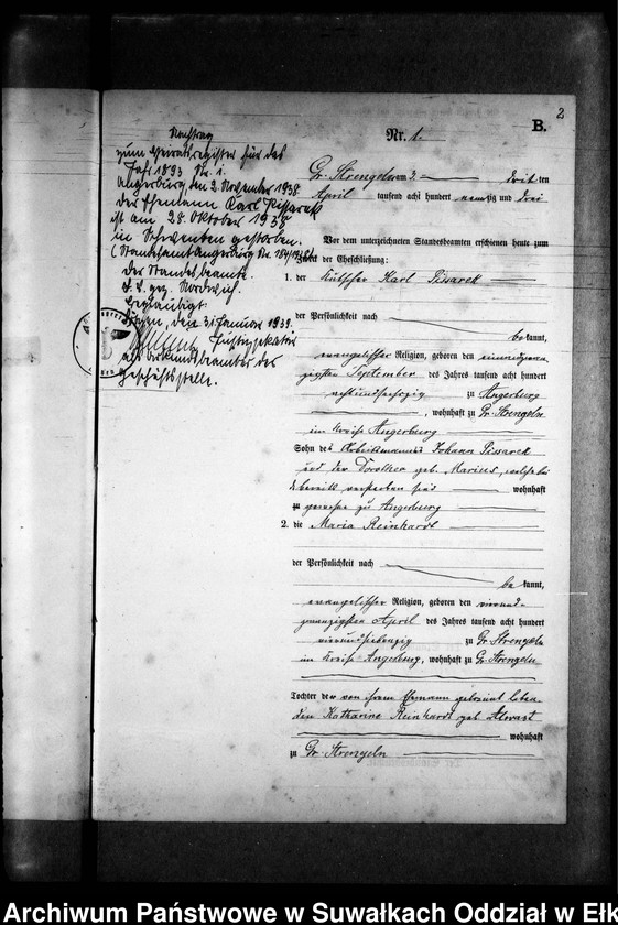 image.from.unit.number "Heiraths-Neben-Register des Preussischen Standes-Amtes Gr. Strengeln Kreis Angerburg"