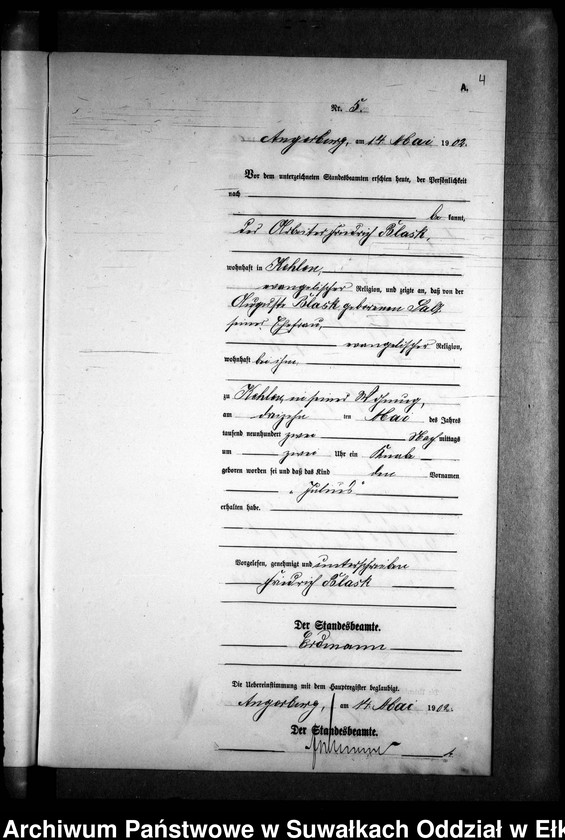 image.from.unit.number "Geburts-Neben-Register des Preussischen Standes-Amtes Kehlen Kreis Angerburg"