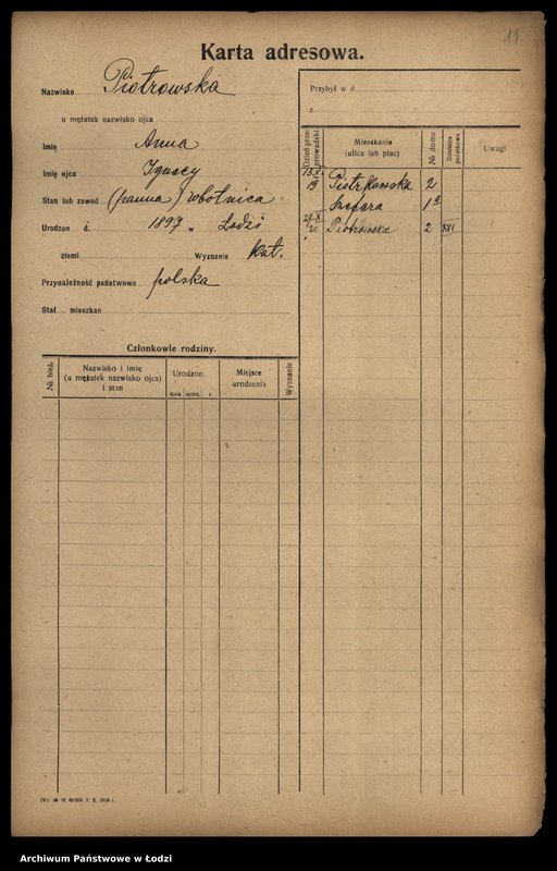 Obraz 13 z jednostki "[Spis ludności Łodzi] Piotrowska-Piotrowski"