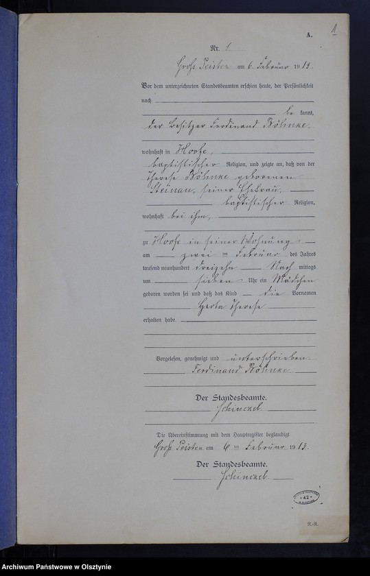 image.from.unit.number "Geburts-Neben-Register Nr 1 - 38 [Księga urodzeń- wtóropis ]"