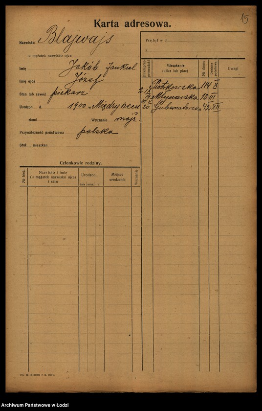 image.from.unit.number "[Spis ludności Łodzi] Blajweiss - Blesiński"