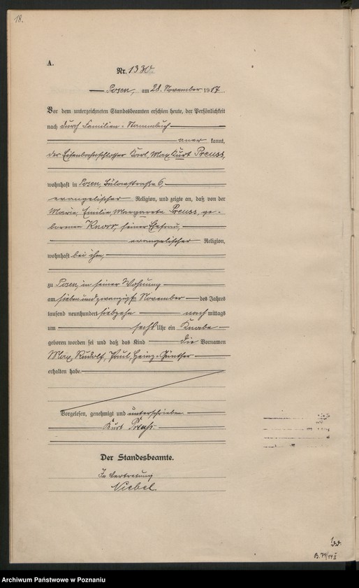 Obraz 20 z jednostki "Księga miejscowa urodzeń tom IV [Rejestr główny urodzeń]"