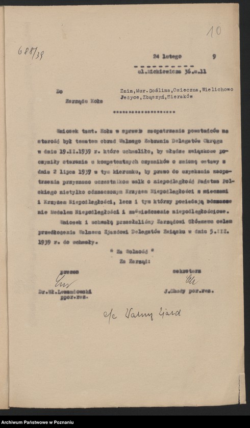 image.from.unit.number "Walny Zjazd Delegatów [wnioski na zjazd, ewidencja kół, sprawozdania sekretarza, komendanta delegatury grodzkiej, bilans]"