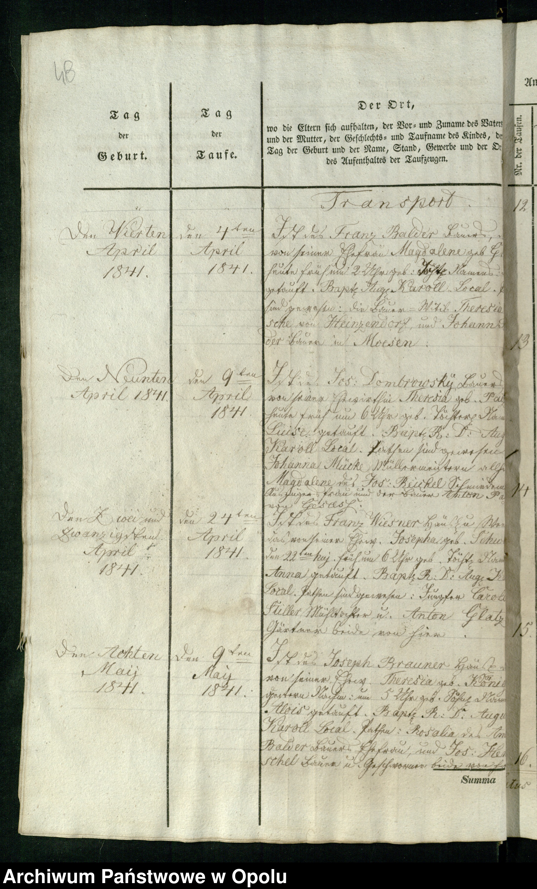 Skan z jednostki: Generalakten über Kirchenduplikate der Pfarrei Heinersdorf Geburten 1840 bis 1848, Heiraten 1840 bis [...] 1848 und Sterbefälle 1840 bis 1848