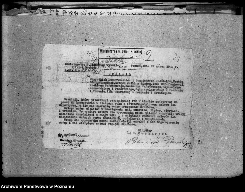 Obraz 6 z jednostki "Sprawy osobowe Departamenu Rolnictwa i Dóbr Państw. urlopy ferialne"