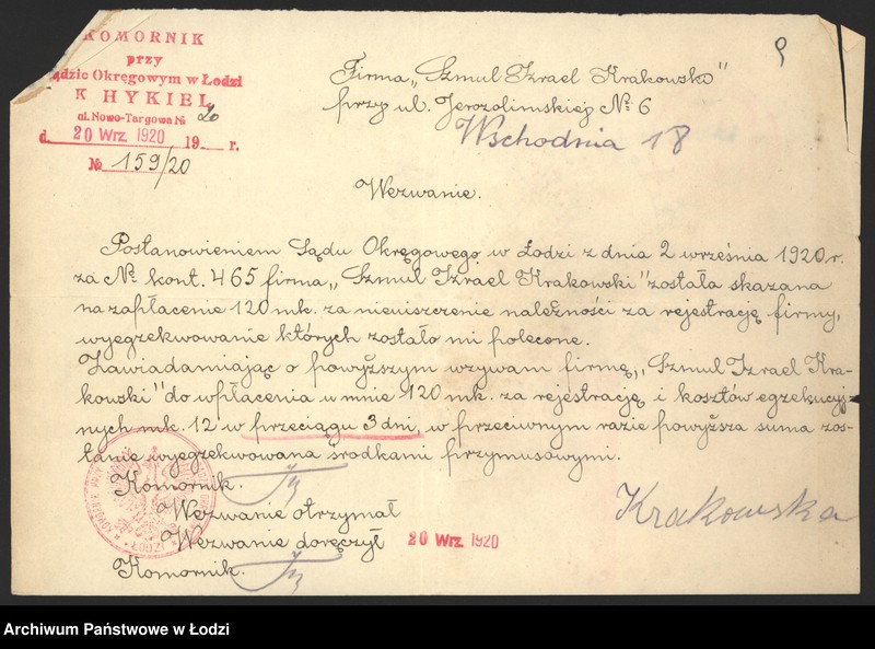 Obraz 11 z jednostki "Izrael Szmul Krakowski – sprzedaż drzewa"