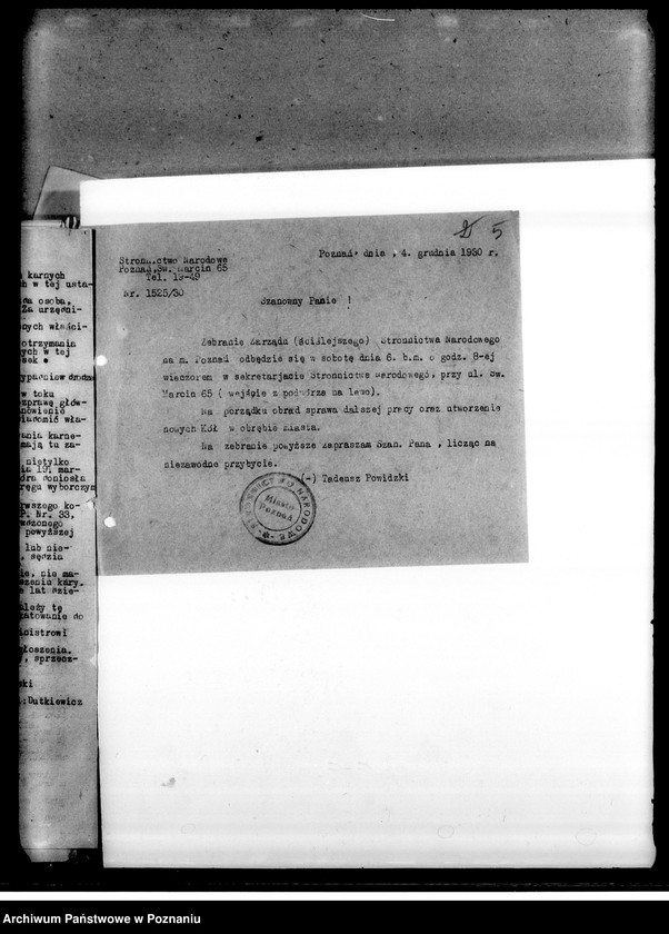 Obraz 7 z jednostki "Okólniki, zarządzenia, korespondencja dotycząca wyborów do Rady Miejskiej i wyborów kandydatów na radnych. Sprawy organizacyjne: wykazy personalne. Materiały dotyczące strajku akademickiego na wyższych uczelniach w Poznaniu"