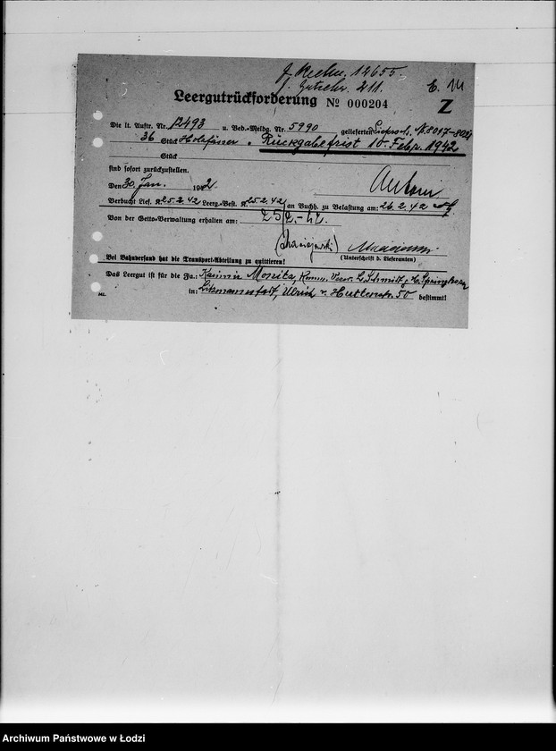 Obraz 18 z jednostki "M [rachunki za dostawy towarów dla Getta]"