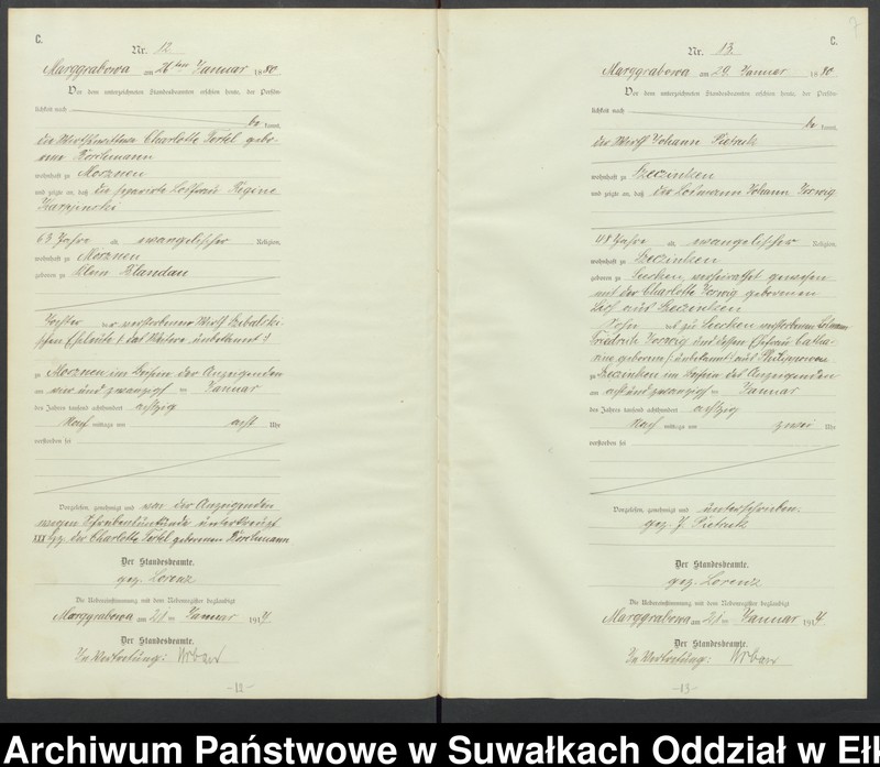 image.from.unit.number "C1.Sterbe-Register (Haupt-Register)Standesamt Marggrabowa Landbezirk vol. I No.1 bis 205"