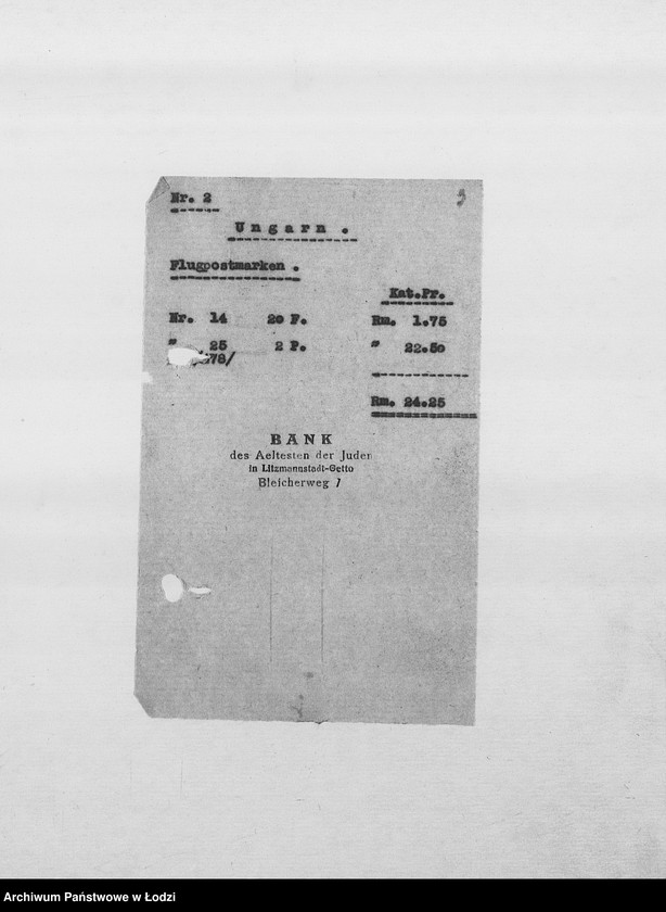 Obraz 6 z jednostki "Banken [Korespondencja PSŻ z GV i bankami niemieckimi w sprawie przekazów pieniężnych dla wsiedlonych do getta Żydów z Rzeszy]"